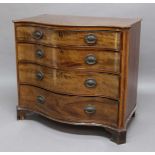 VICTORIAN MAHOGANY SERPENTINE CHEST, the shaped top with a fitted top drawer and three further