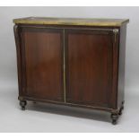 ROSEWOOD, FAUX ROSEWOOD AND BRASS MOUNTED CHIFFONIER, 19th century, the pierced gallery above a pair