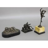 LION OF ST MARK, a bronze figure, length 11cm; together with another of Mercury, after