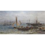 THOMAS DANBY (1818-1886) BOATING AT OYSTERMOUTH Signed and dated 1885, watercolour over traces of