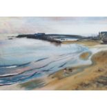 •BERIC YOUNG (1902-1963) FORESHORE AT LYME REGIS Signed and dated 53, watercolour with touches of