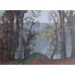 •SAMUEL JOHN LAMORNA BIRCH, RA, RWS (1869-1955) A LAKE SEEN THROUGH TREES Signed, watercolour and