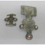 ANTIQUITIES: ANGLO SAXON SQUARE HEAD BROOCH, 6th century, copper alloy with traces of gilding,