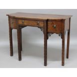 MAHOGANY BREAKFRONT SIDE TABLE, mid 19th century, a single frieze drawer flanked by corner