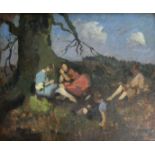 GEORGE WASHINGTON LAMBERT (Anglo-Australian, 1872-1930) PICNIC AT LIPHOOK Signed with initials, with