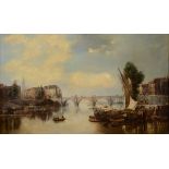 WILLIAM HOWARD (19th Century) EXTENSIVE CANAL SCENE Signed, oil on canvas 74.5 x 125.5cm. ++