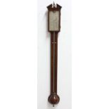 MAHOGANY STICK BAROMETER, early 19th century, the silvered dial inscribed Andrews, Royston, height