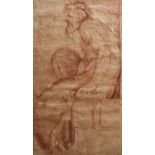 CIRCLE OF UBALDO GANDOLFI (1728-1781) A SEATED FAUN Red chalk, unframed 40 x 22.5cm.; with another