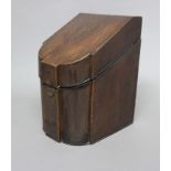 GEORGE III MAHOGANY KNIFE BOX, inlaid with Prince of Wales feathers, the interior adapted to hold
