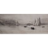WILLIAM LIONEL WYLLIE, RA (1851-1931) YACHTING ON LOCH LONG Etching, signed in pencil 15.5 x 40.5cm.