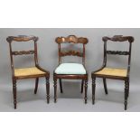 MATCHED SET OF SEVEN WILLIAM IV MAHOGANY DINING CHAIRS, with carved top rails, drop in or caned