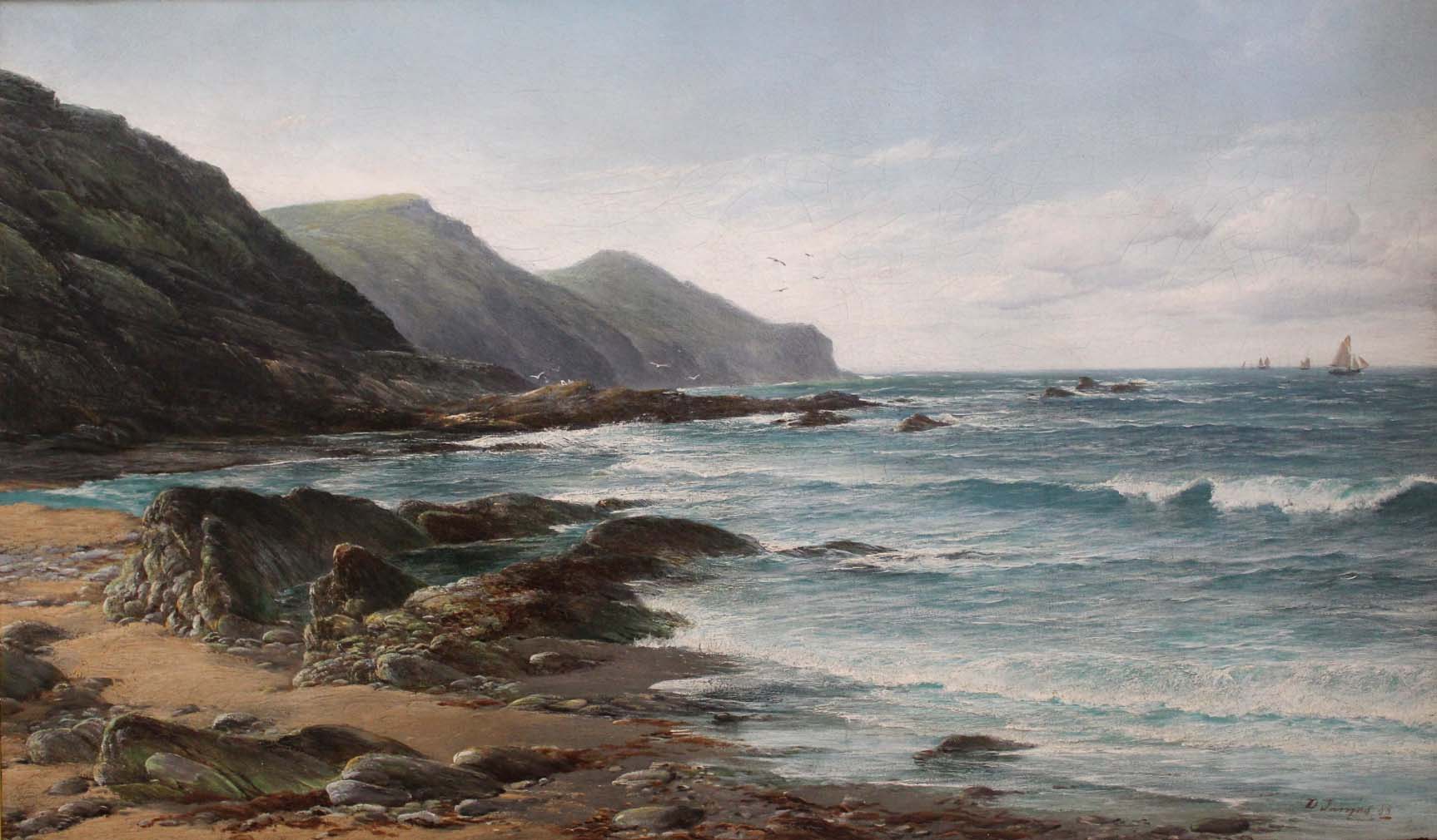 DAVID JAMES (1853-1904) CRACKINGTON HAVEN, N. CORNWALL Signed and dated 88, oil on canvas 44.5 x