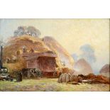 FREDERICK WILLIAM NEWTON WHITEHEAD (1853-1938) THRESHING, Nr. WAREHAM Signed (incised), inscribed