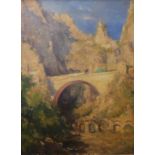 •ALFRED FREDERICK WILLIAM HAYWARD (1856-1939) A VIADUCT ACROSS A RIVER GORGE, POSSIBLY IN ITALY