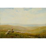 ROBERT THORNE WAITE, RWS (1842-1935) ON THE SUSSEX DOWNS Signed, watercolour and bodycolour 64 x