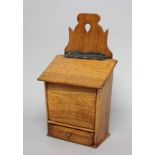 19TH CENTURY MAHOGANY SALT BOX, with single drawer, height 41cm