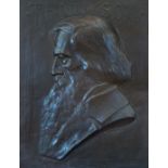 MARY BUCHANAN (1876-1958) ALFRED, LORD TENNYSON Bronze with a rich dark patina, relief profile