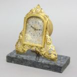 GILT DESK CLOCK, 20th century, the silvered dial with a 2.5" chapter ring on a movement with