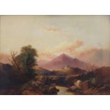 JOSEPH HORLOR (1809-1887) LANDSCAPE SCENE AT SUNDOWN Signed, oil on canvas 62.5 x 86cm. ++ Lined;