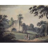 JOSEPH. S. HALFPENNY (1748-1811) KIRKHAM PRIORY, YORKSHIRE Inscribed verso, watercolour with pen and