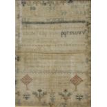 VICTORIAN SAMPLER, by Mary Ann Cummings, dated March 15th 1863, worked with religious text