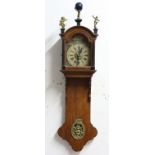 DUTCH WALL CLOCK, 19th century, the 6 1/2" painted and gilt, arched dial on a brass, two weight,