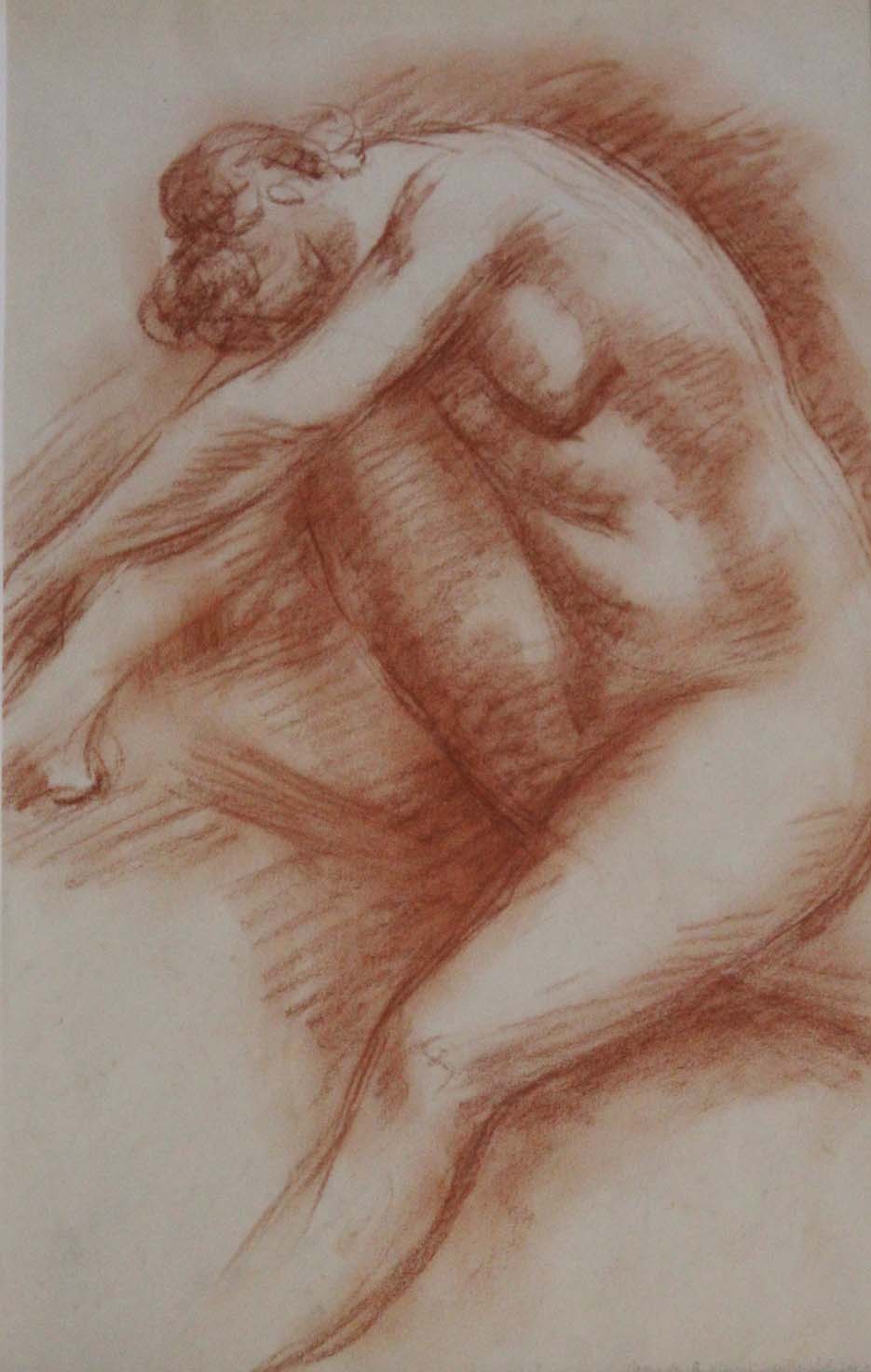 ROBERT WLERICK (1882-1944) NUE ASSISE Inscribed `dessin de R. Wlerick authentifiee par son fils`