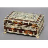 INDIAN IVORY AND TORTOISESHELL JEWELLERY BOX, later 19th century, of rectangular form, with