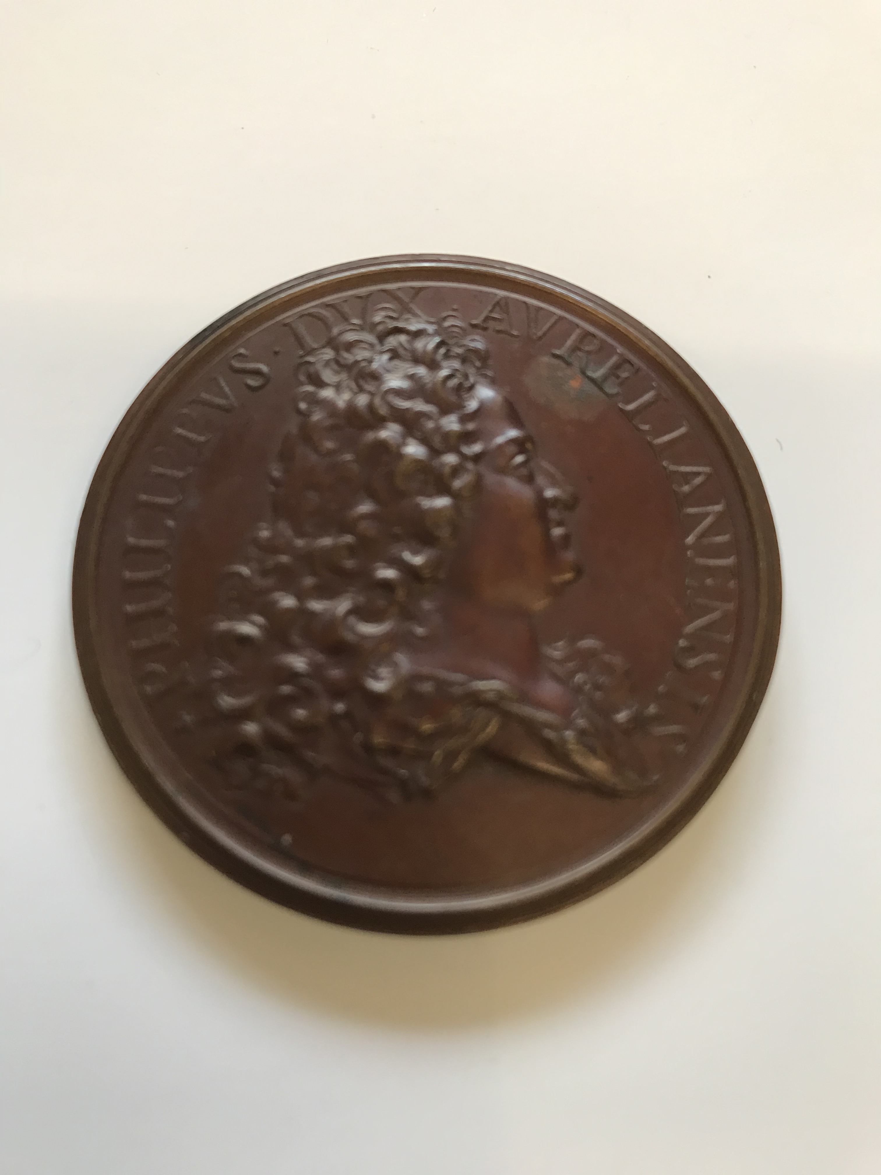 FERDINAND DE ST URBAIN: MEDALLION CELEBRATING THE DUKE OF ORLEANS. A bronze medallion, obverse: