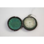 CASED POCKER BAROMETER a small pocket barometer with a silvered dial and metal case, signed Charter,