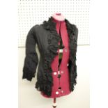 19THC JACKET a black grosgrain jacket embellished with lace and bead embroidered motifs, by Cole
