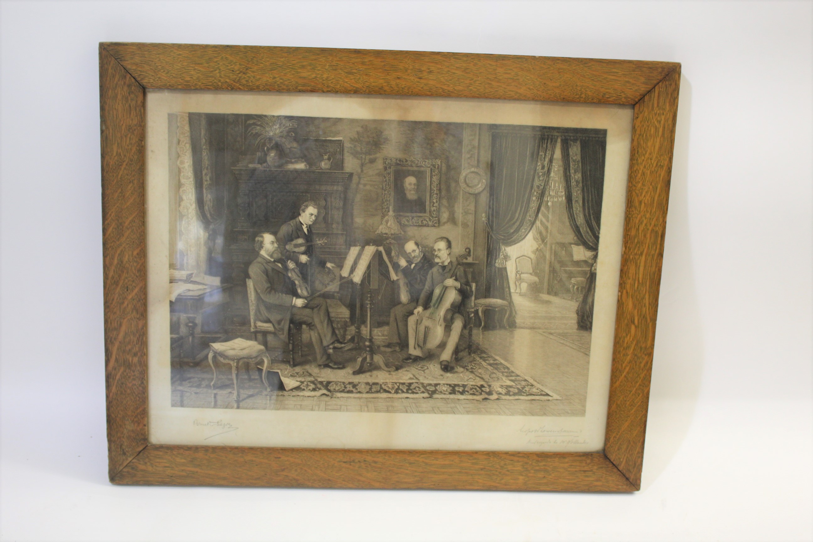 19THC FRAMED ENGRAVING - THE 'JOACHIM QUARTET' a 19thc framed engraving of 4 musicians, signed by - Image 4 of 4