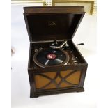 HMV GRAMOPHONE a Model 130 HMV gramophone, in an oak case and with a 5A soundbox. With it's