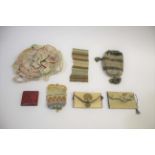 18THC CARD CASES & PURSES an interesting group including 2 similar 18thc embroidered card cases, a