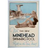 MINEHEAD LIDO POSTER a vintage poster advertising the Minehead Lido, Visit the new Minehead Swimming