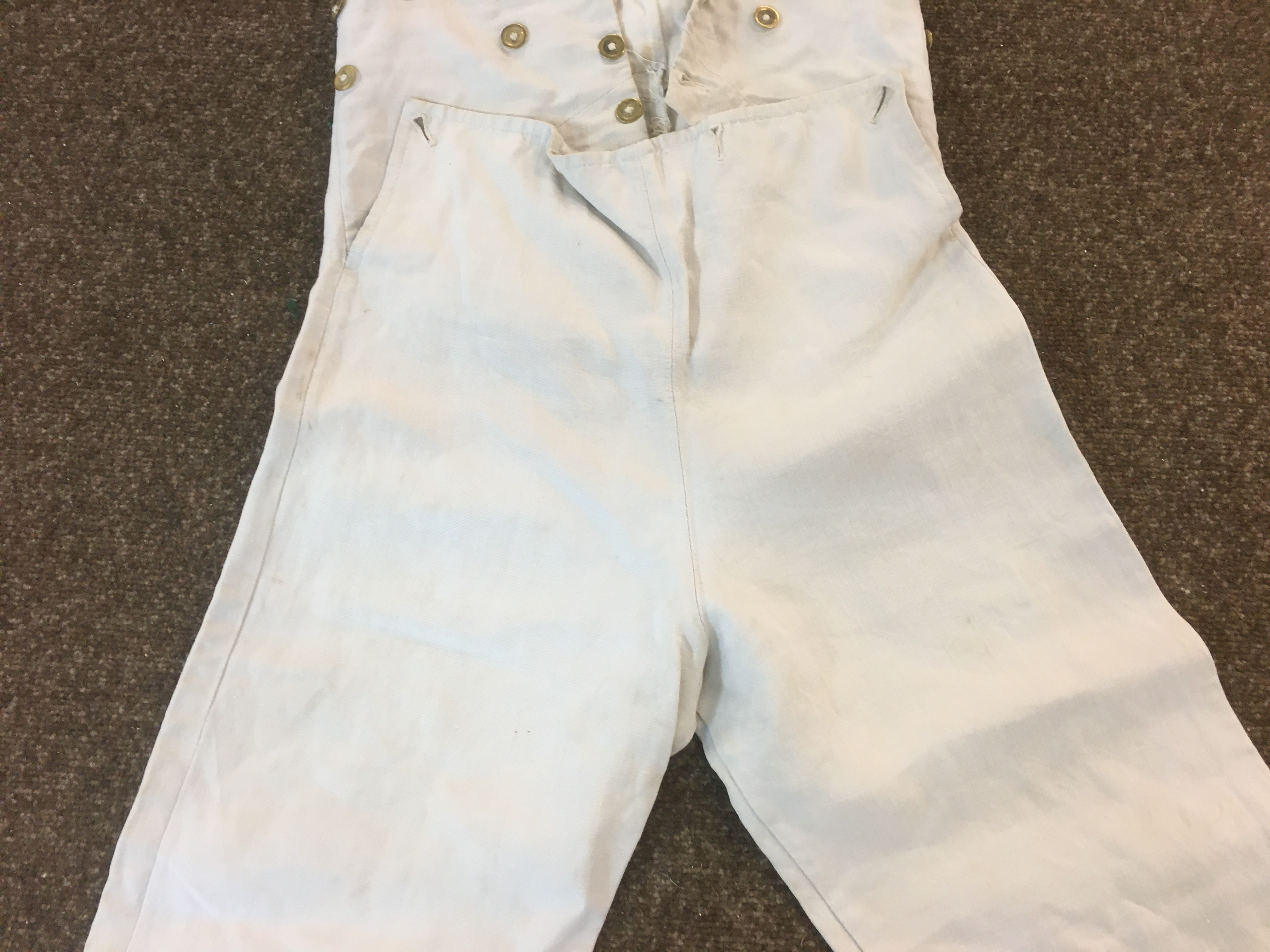 19THC GENTS TROUSERS a pair of cream linen gentleman's trousers with brass button fastening, also - Image 8 of 13