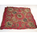SILK TAPESTRY PANEL probably 18thc, a silk and metal thread panel working in various stitches on a
