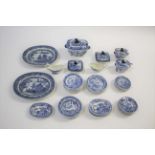 19THC ENGLISH CHILDS DINNER SERVICE a large child's of dolls dinner service in a willow pattern