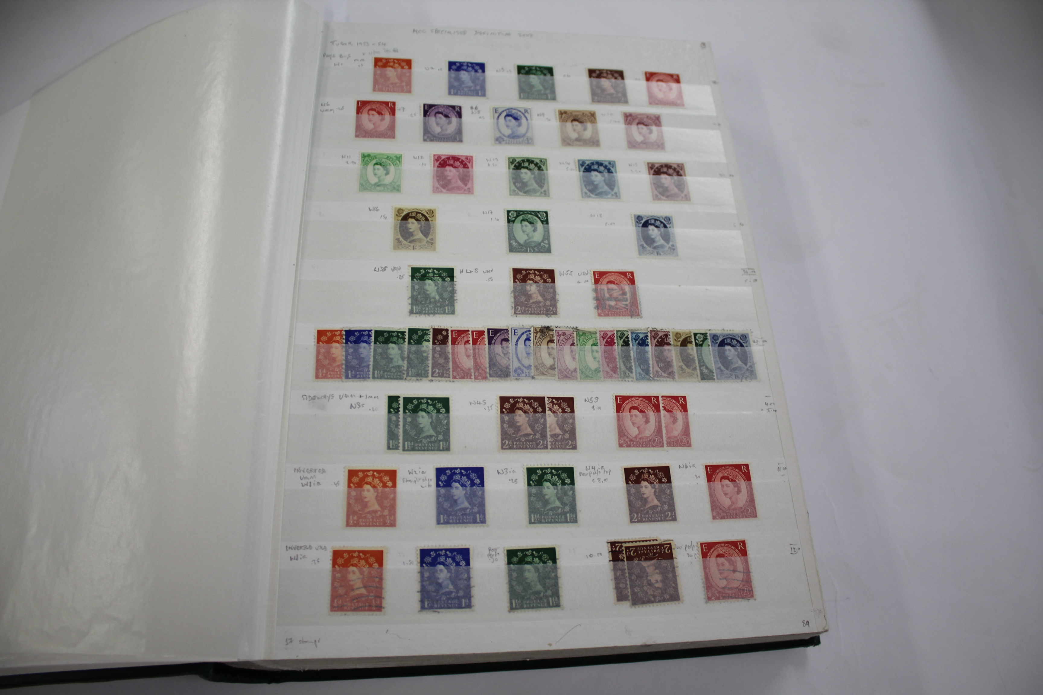 GREAT BRITAIN STAMPS a green stock book with Great Britain from 1952 Wildings U/M and used, - Image 2 of 18