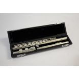 JOHN LEHNER CASED FLUTE a silver plated flute in 3 sections, stamped on the main section John Lehner