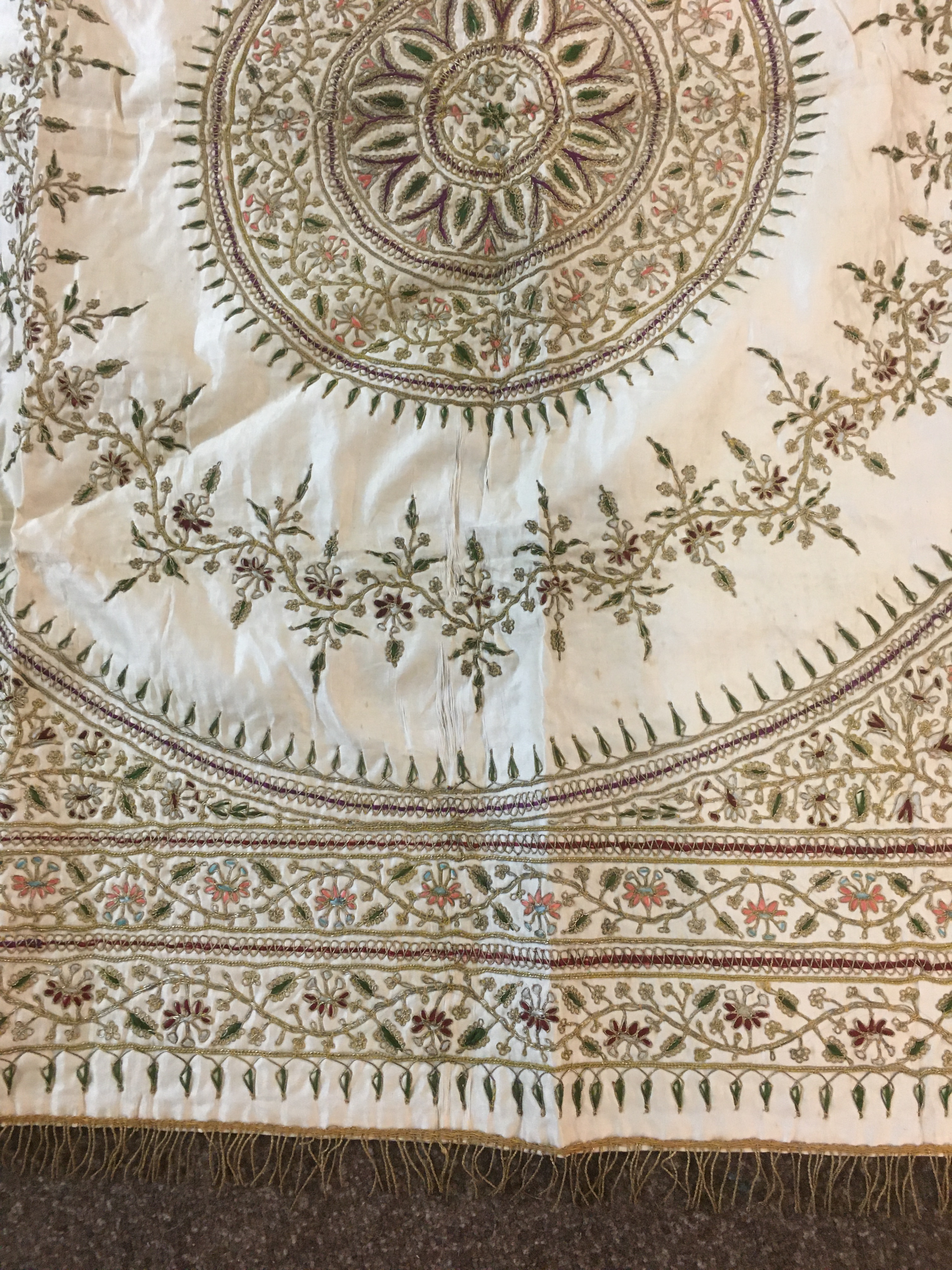 19THC PAISLEY SHAWL a fringed wool shawl, also with an Eastern European embroidered apron, an Indian - Image 7 of 7