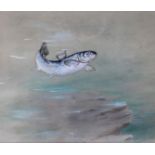 •GEORGE EDWARD LODGE A LEAPING SALMON Signed, watercolour and bodycolour 22.5 x 27cm approx.