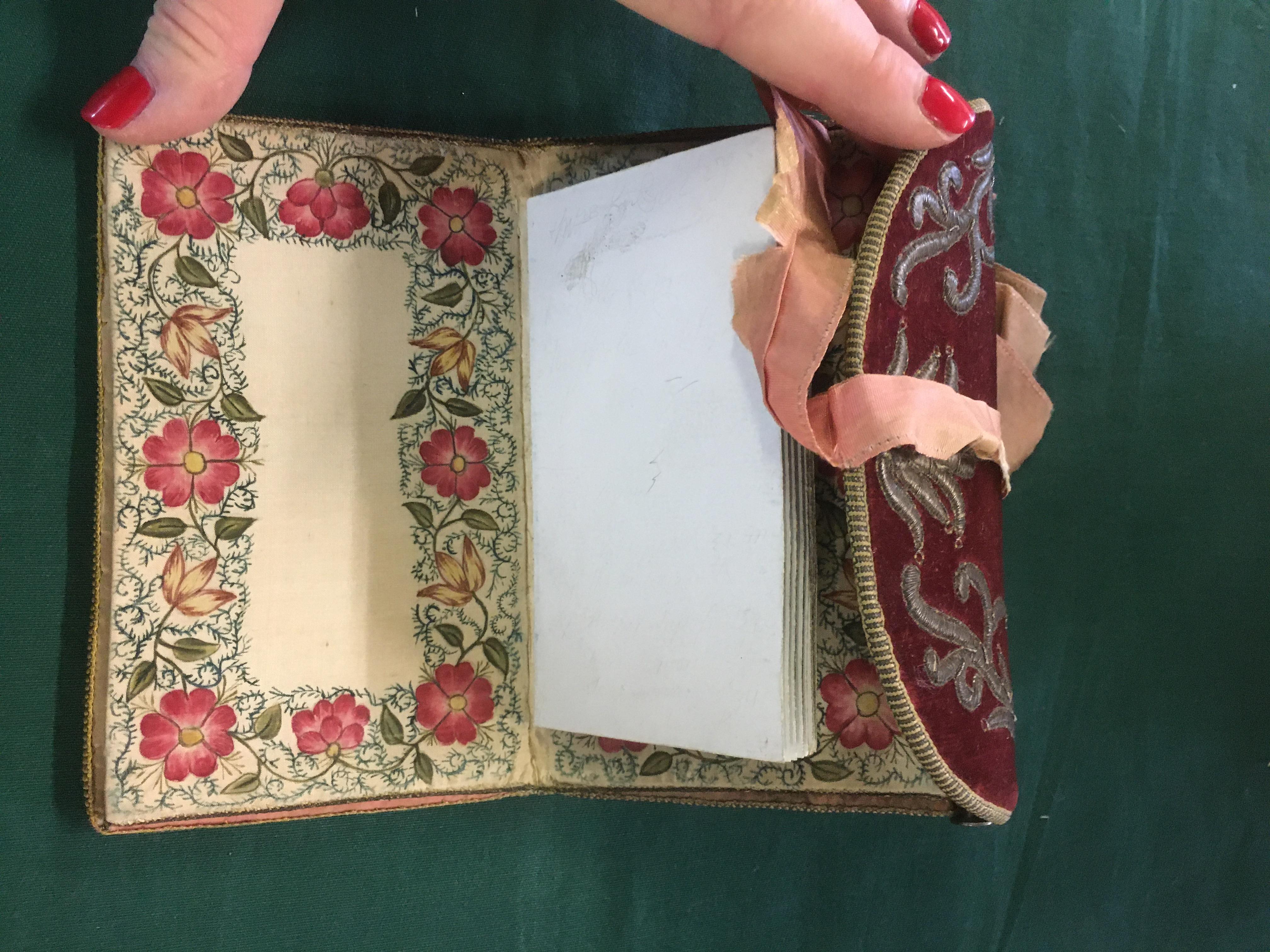 18THC CARD CASE & VINTAGE PURSES a late 18thc dark red velvet card case with metallic thread - Image 9 of 11