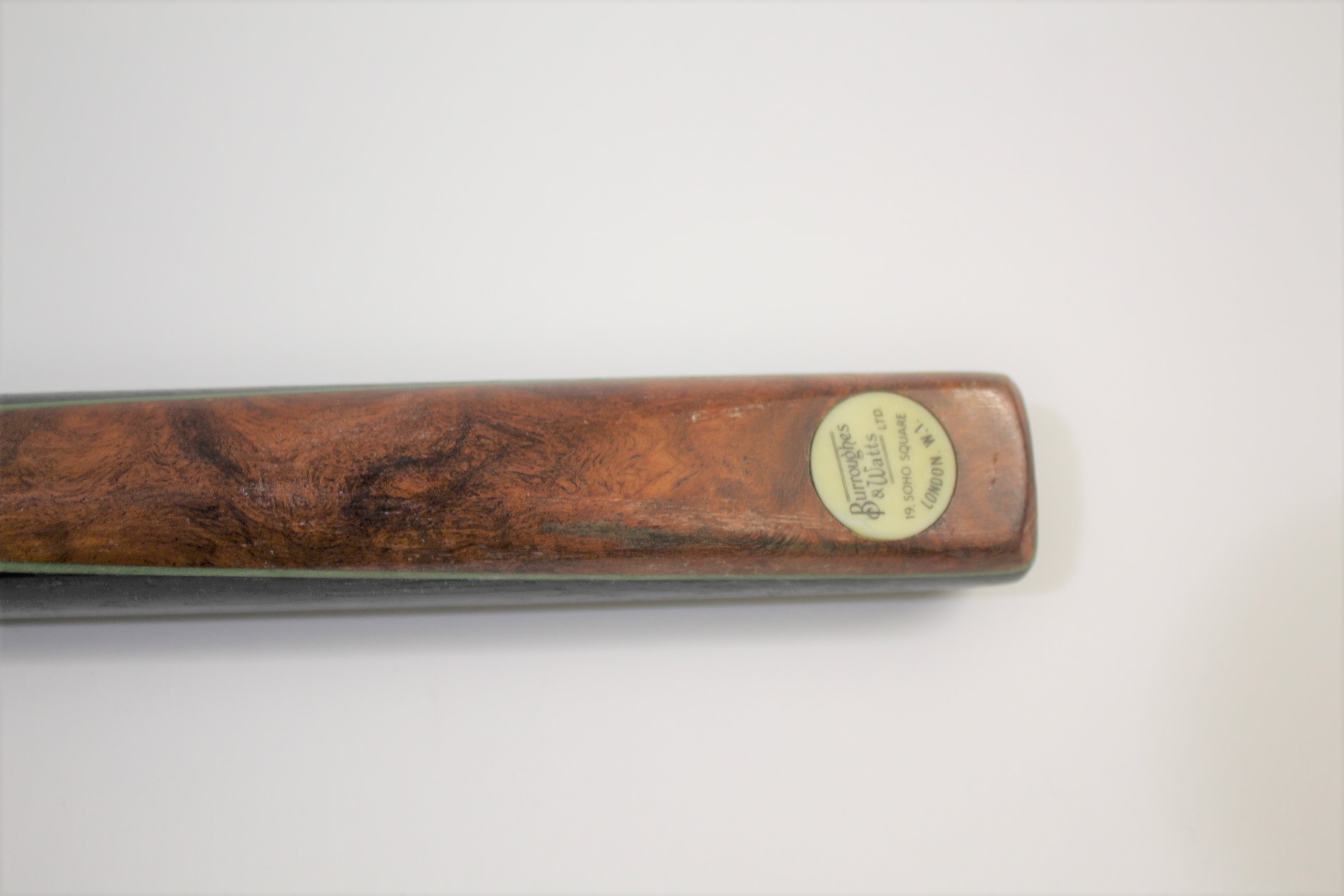 VINTAGE SNOOKER CUE - BURROUGHES & WATTS with a pear wood or maple shaft, with a burr wood, ebony - Image 4 of 7