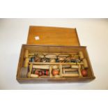 VINTAGE TABLE CROQUET SET a boxed set, including small croquet mallets, balls, hoops etc. With