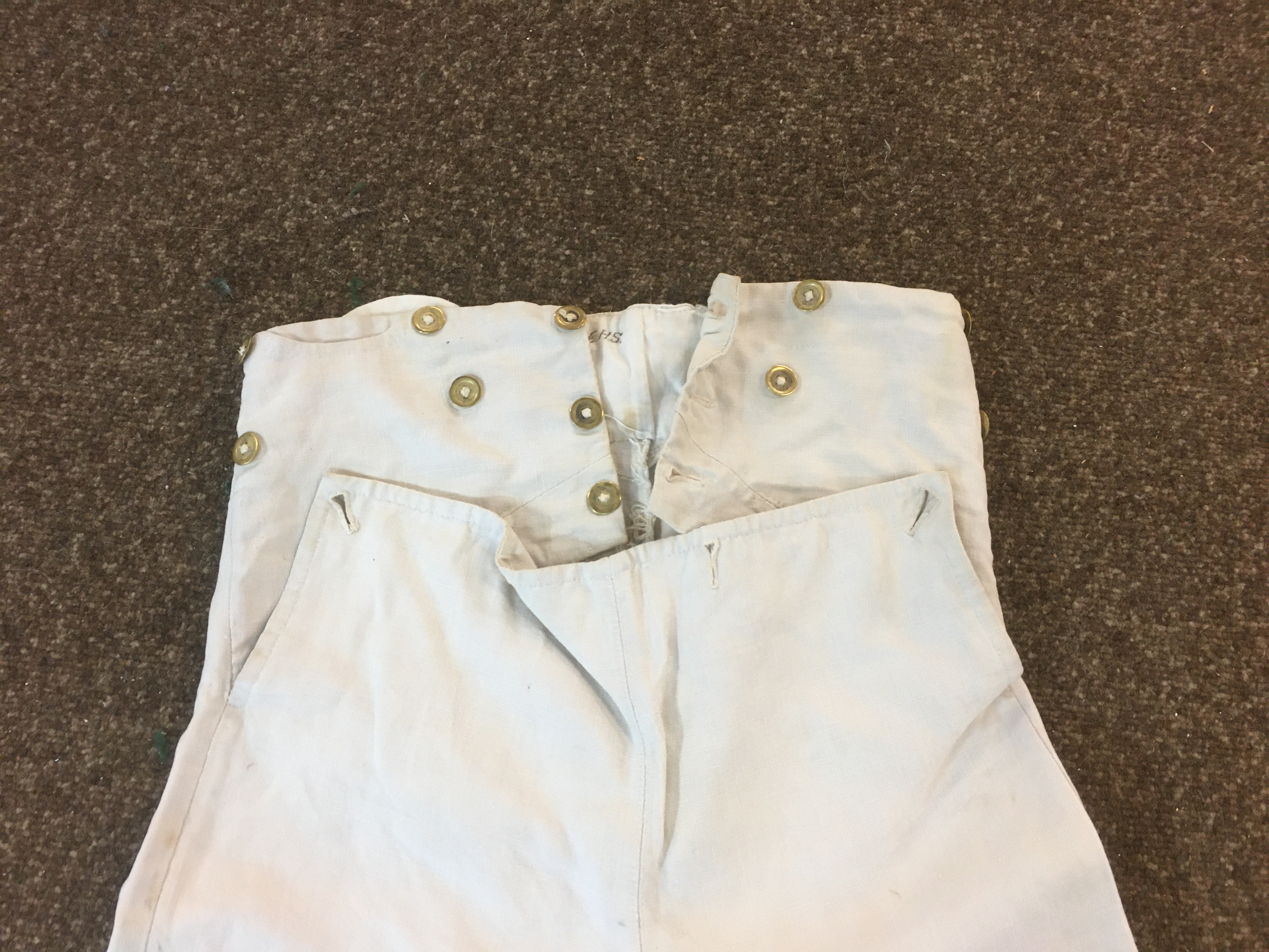 19THC GENTS TROUSERS a pair of cream linen gentleman's trousers with brass button fastening, also - Image 7 of 13