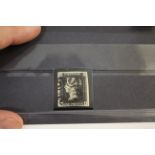 PENNY BLACK STAMP 1840 1d black plate 9, black Maltese Cross with 4 margins (MA).