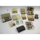 VINTAGE FISHING FLIES & TINS including a Hardy tin with 15 numbered compartments and an index to