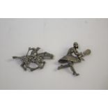 SPORTING BROOCHES - TENNIS & HORSE & JOCKEY including a sterling silver and marcasite brooch in