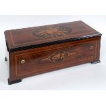 LARGE 19THC MUSICAL BOX - 12 AIRS a large musical box with a 12 air movement striking on 9 graduated